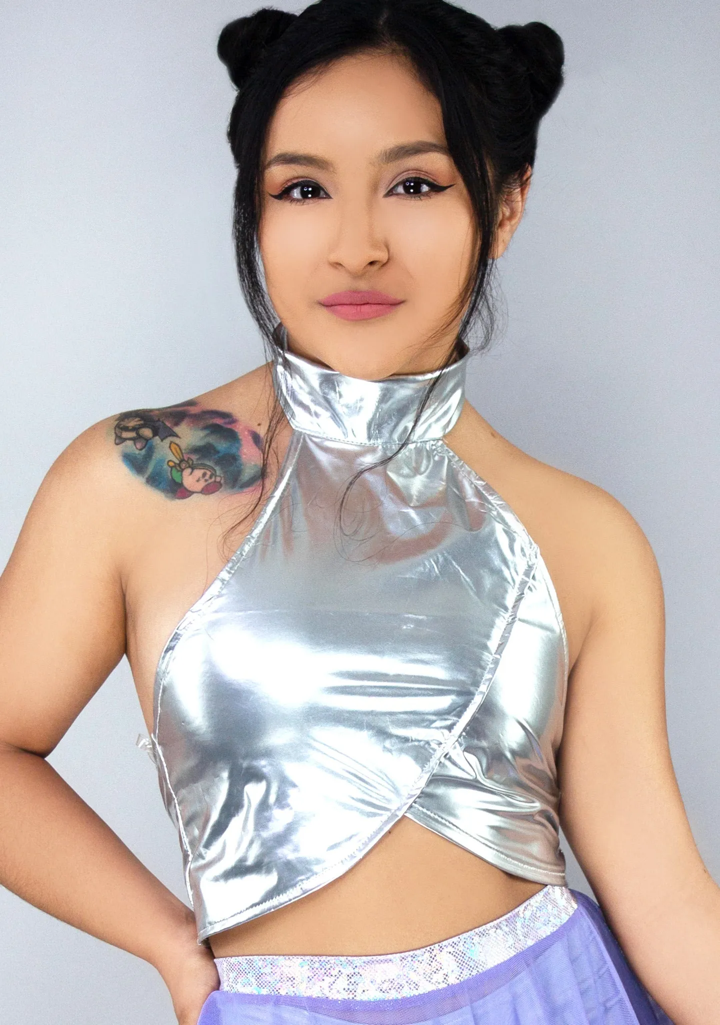 Galactica Metallic Halter Top