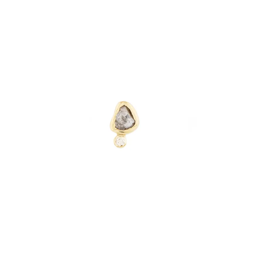 Geometric Grey Diamond Slice & Diamond Dot Stud