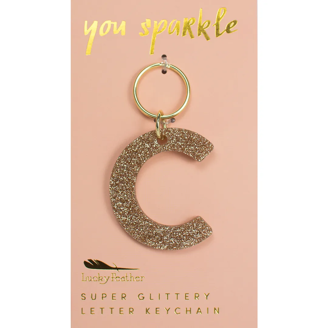 Glitter Letter Keychain