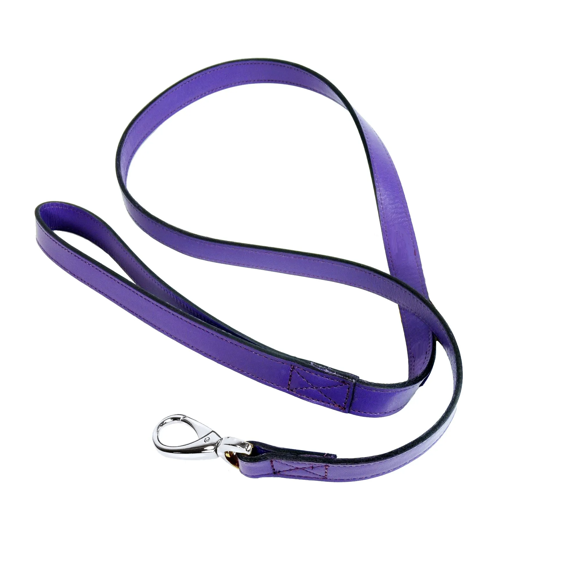 Italian Lavender Leather Dog Leash in Nickel