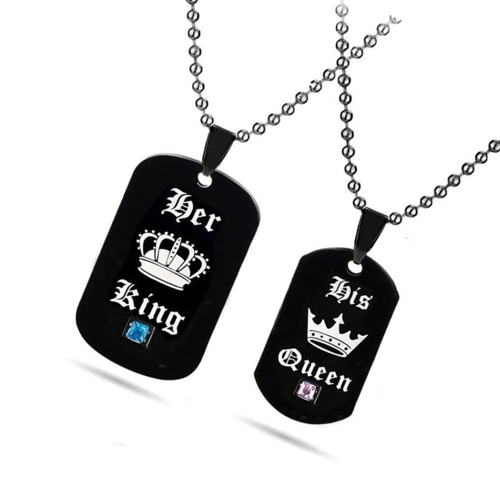 King and Queen Necklaces and Keychains Set