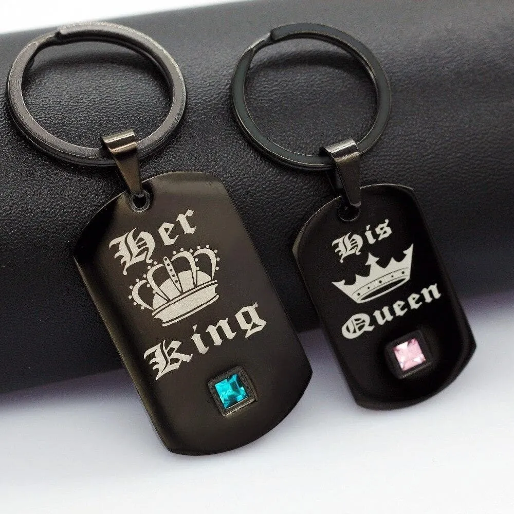 King and Queen Necklaces and Keychains Set