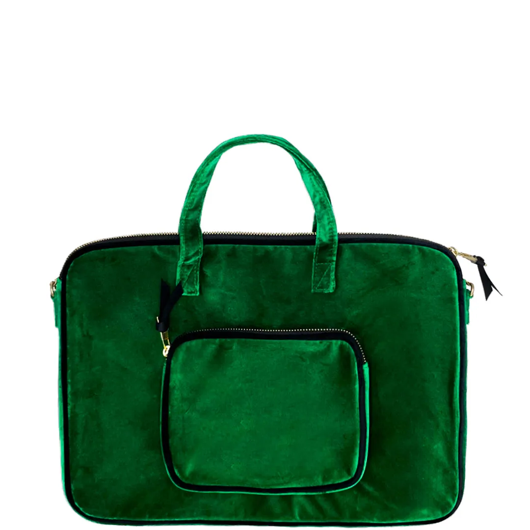 Laptop Case 15", Handle & Charger Pocket, Green Velvet