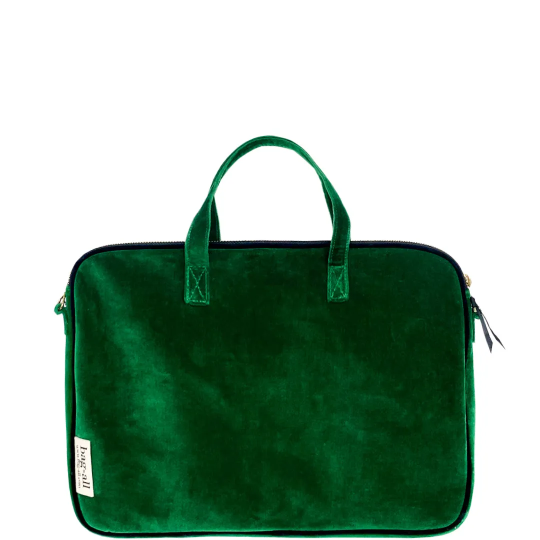 Laptop Case 15", Handle & Charger Pocket, Green Velvet