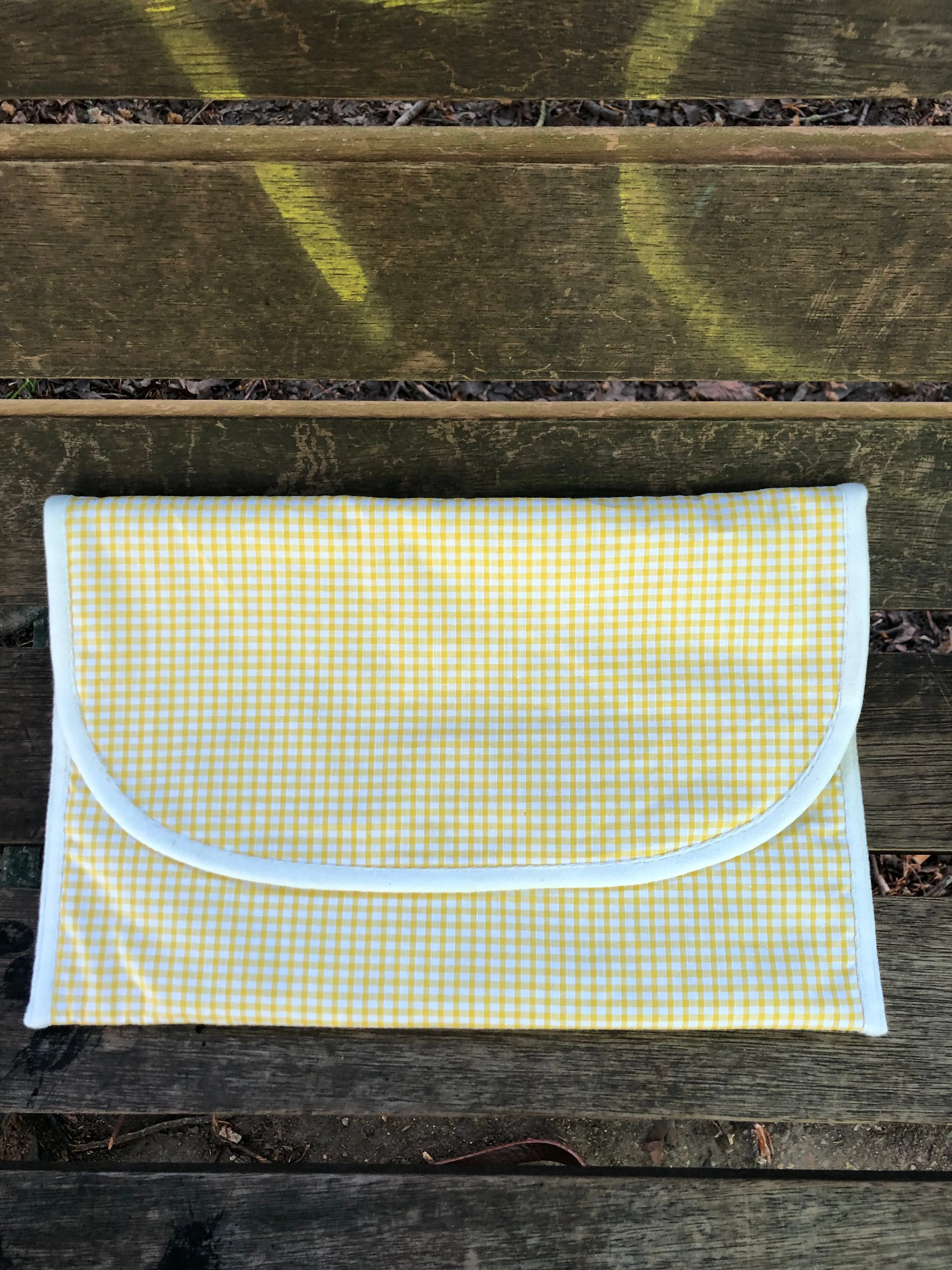 Laptop Sleeve in Yellow Check with Floral Interior