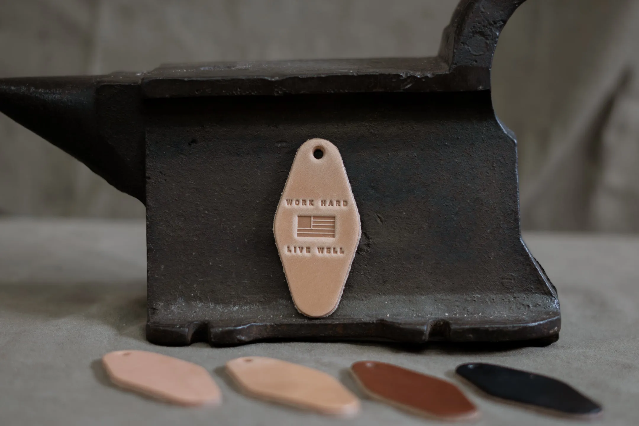 Leather Motel Key Tag | Work Hard Live Well | Manready Mercantile