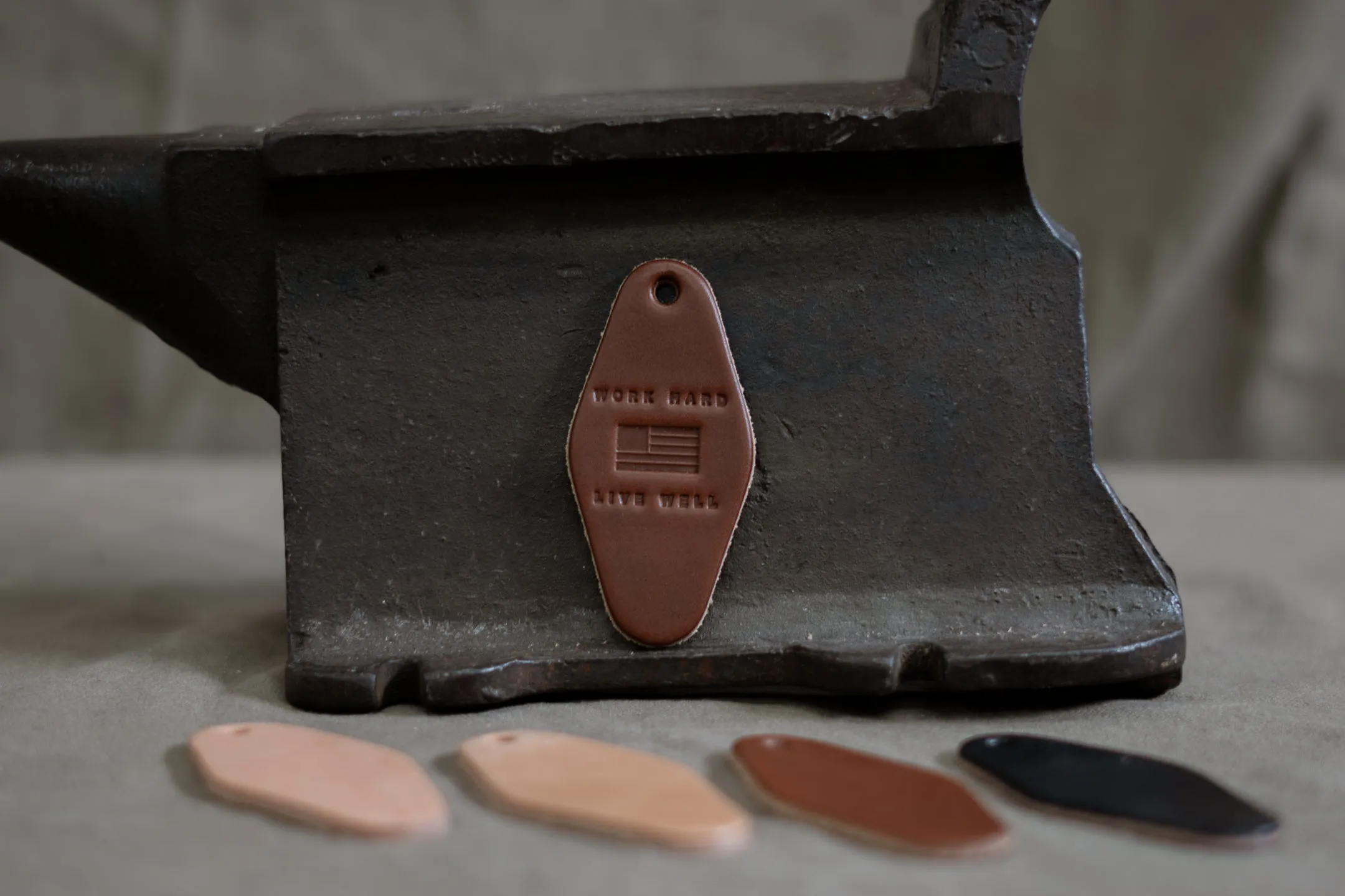 Leather Motel Key Tag | Work Hard Live Well | Manready Mercantile