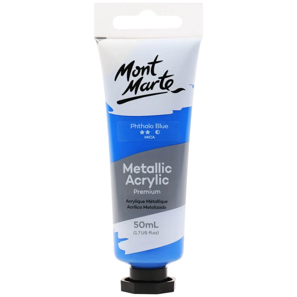 Metallic Acrylic Paint Premium 50ml (1.7 US fl.oz) Tube - Phthalo Blue