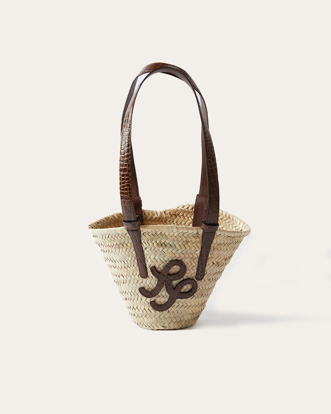 Mini Basket Tote Leather Emboss Croc Brown