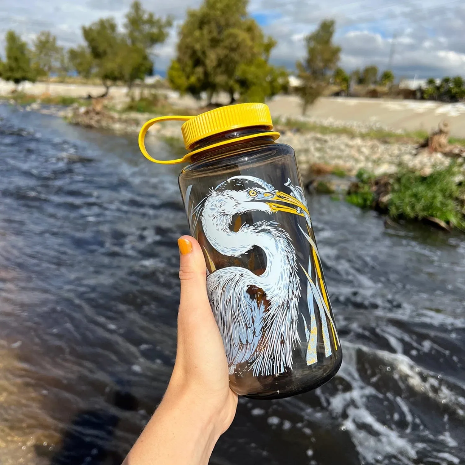 Mustard Beetle 32oz Wide Mouth Nalgene Water Bottle - Pasadena Audubon - La River