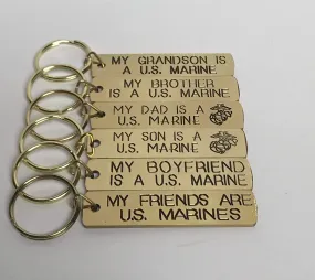 My ___ Is A U.S. Marine Gold Bar Keychain