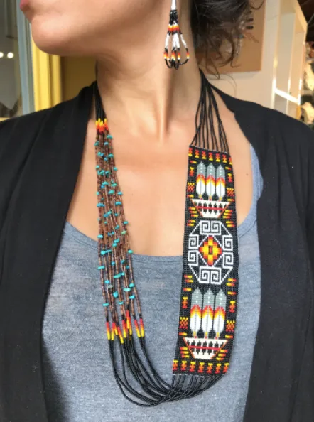 Navajo Sash Necklace & Earring Set