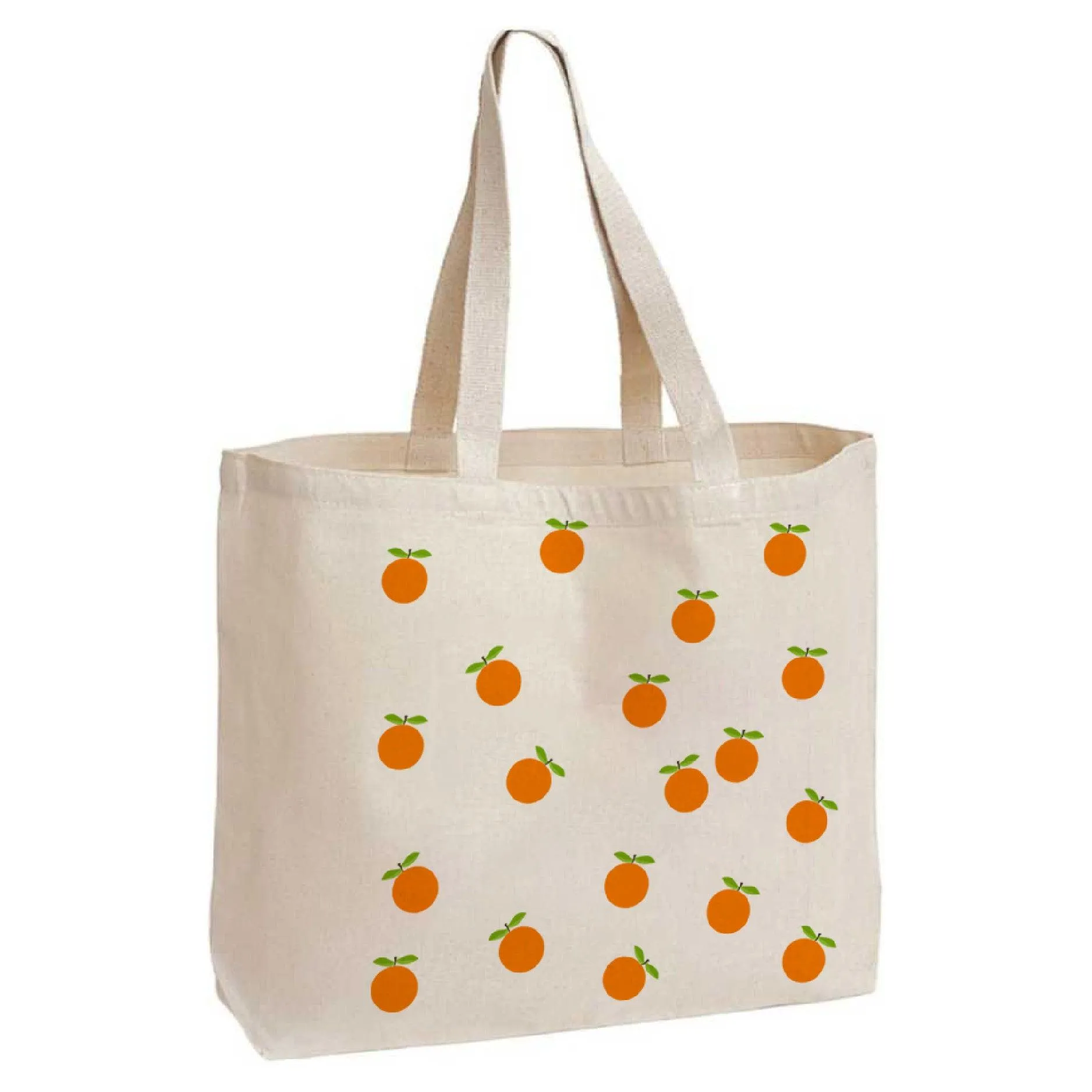 Orange Cotton Canvas Tote Bags