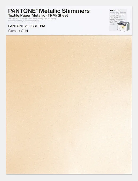 Pantone Metallic Shimmers Textile Paper Metallic (TPM) Sheet 20-0033 Glamour Gold