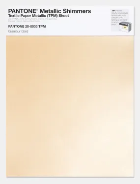 Pantone Metallic Shimmers Textile Paper Metallic (TPM) Sheet 20-0033 Glamour Gold