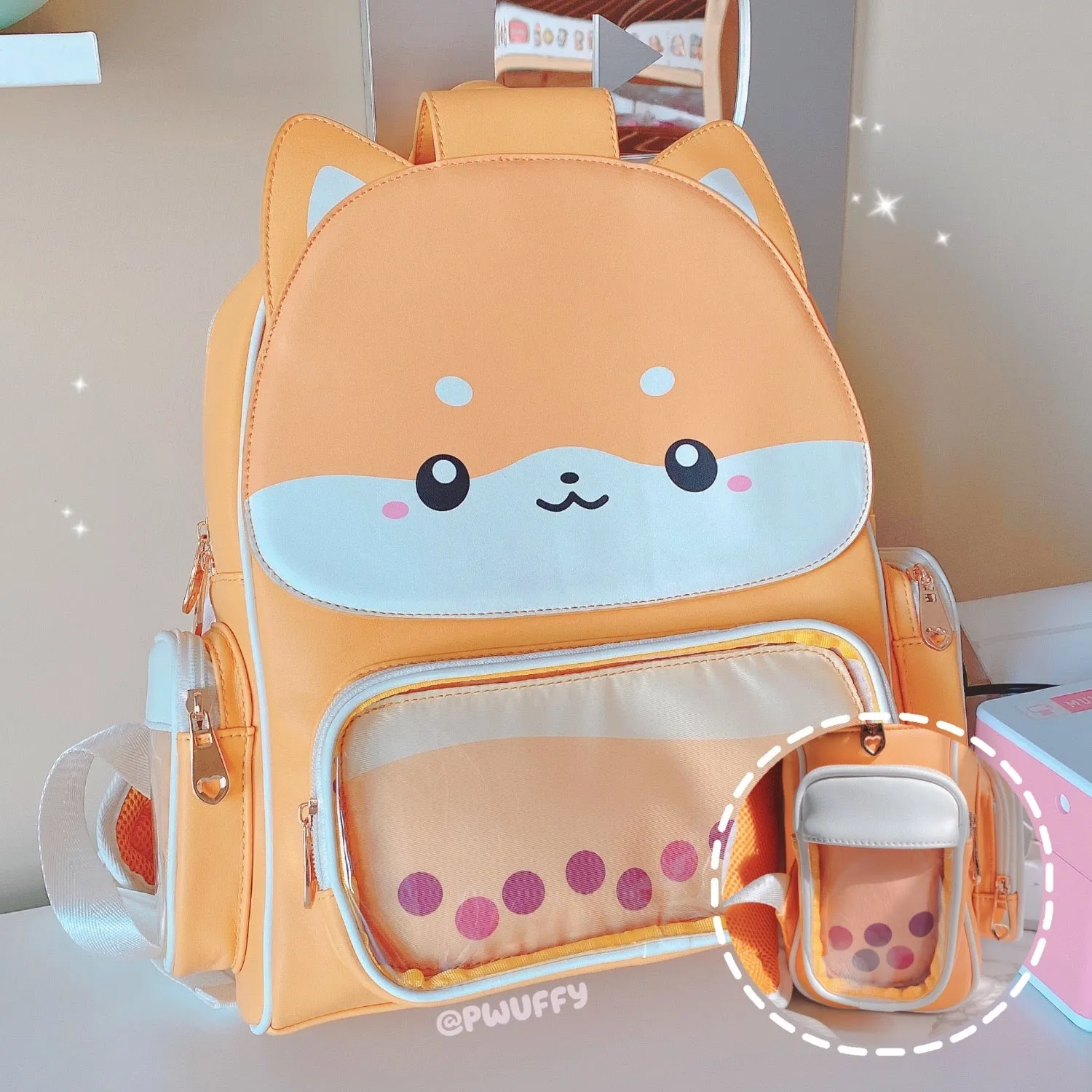 Peach Shiba Boba Ita Backpack