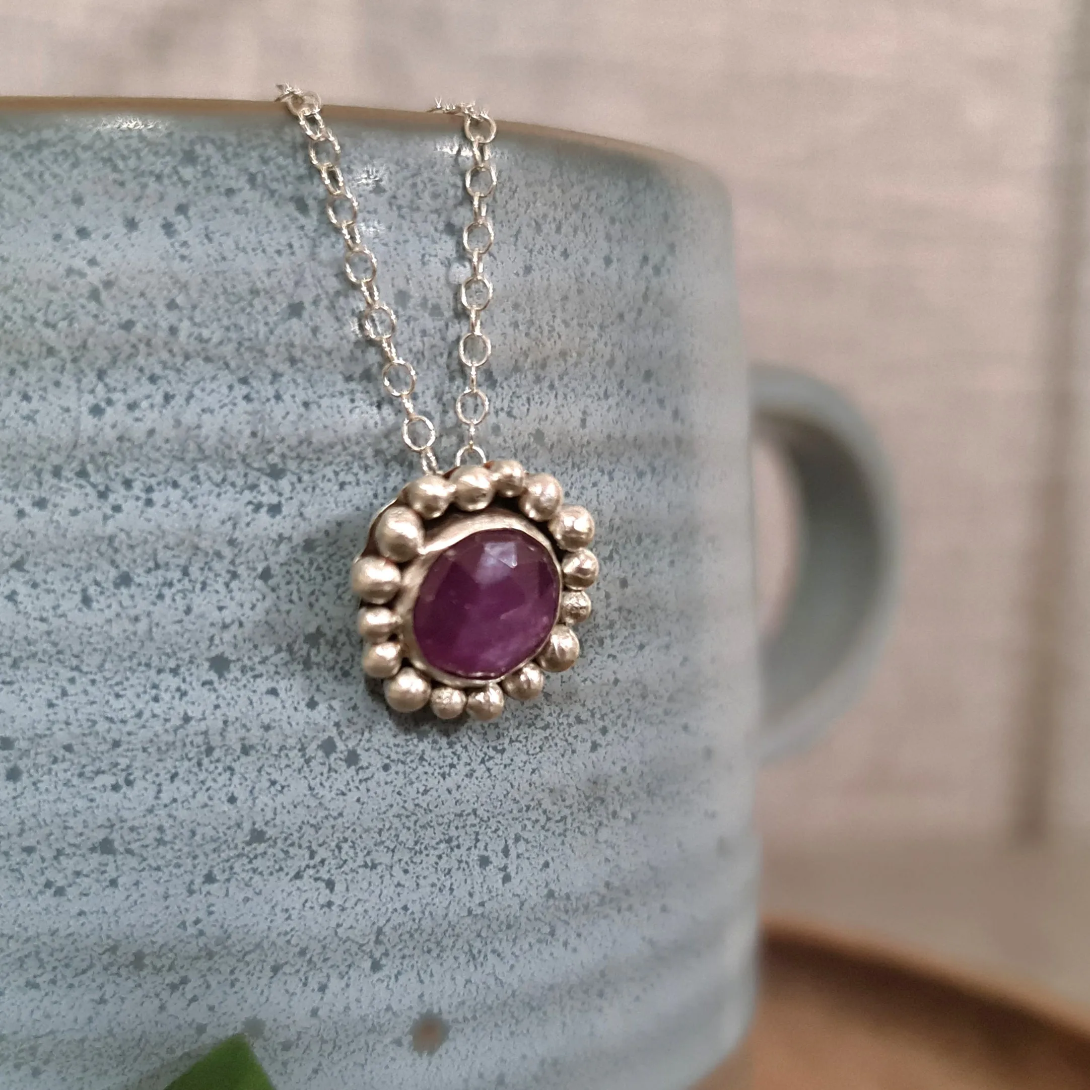 Pink Sapphire Halo Pendant