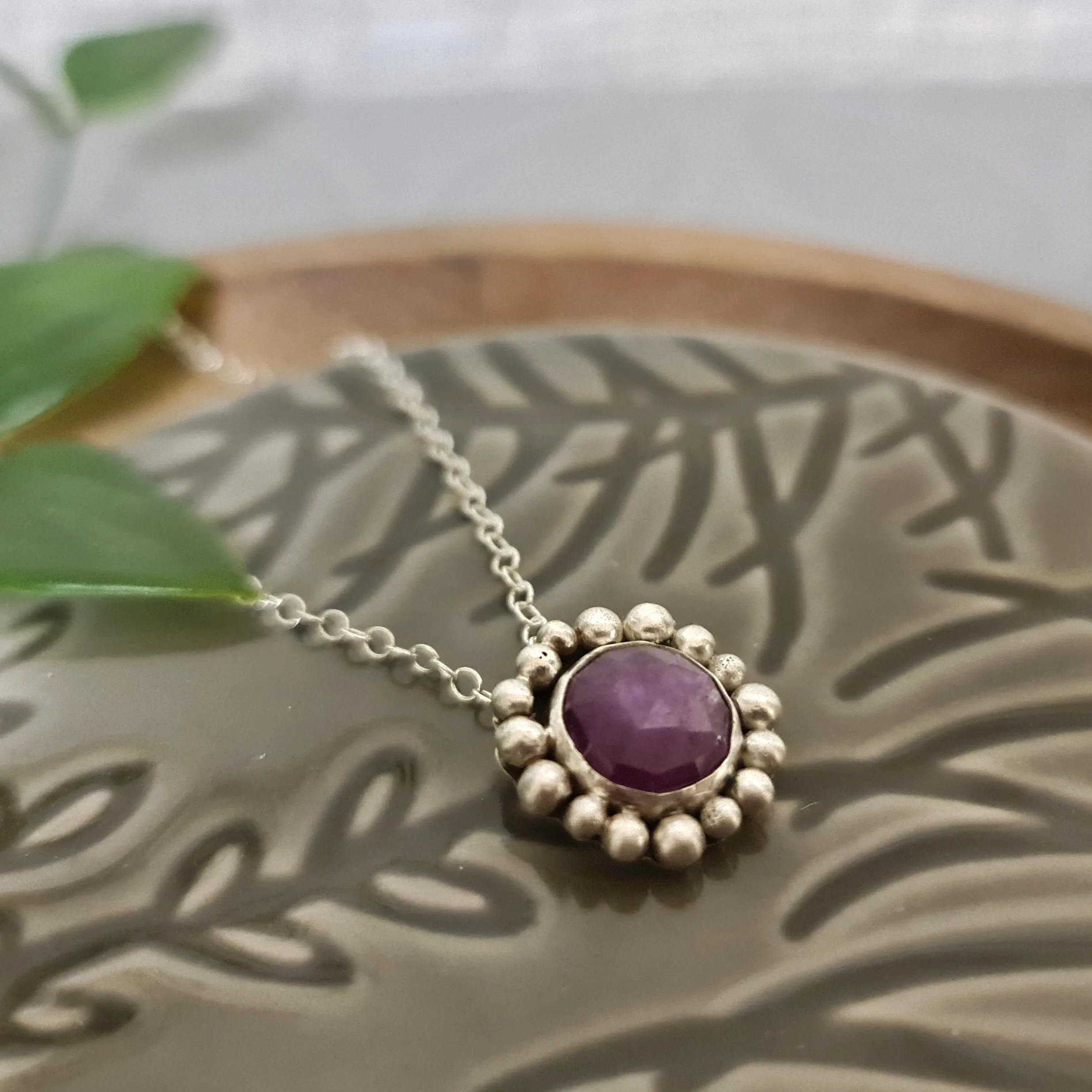 Pink Sapphire Halo Pendant