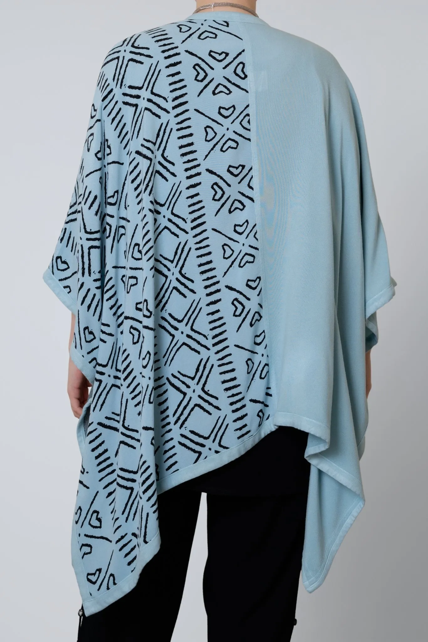 Printed Ruana - Aqua