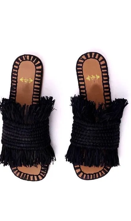 Raffia Slides - Black