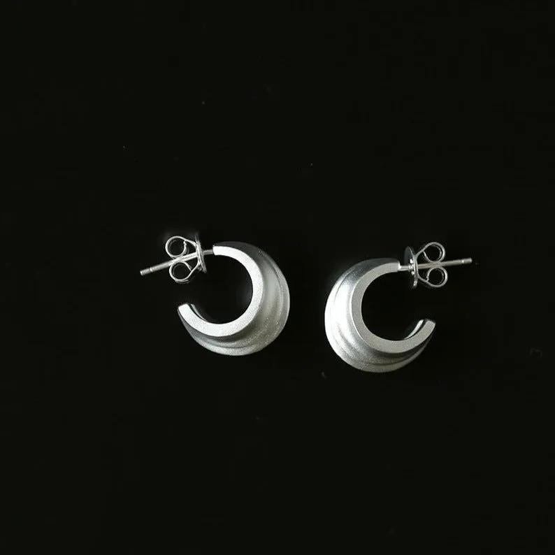 S925 Silver Frosted Handmade Texture Earrings