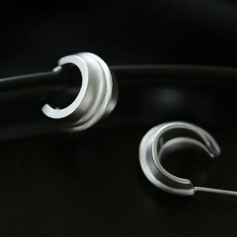 S925 Silver Frosted Handmade Texture Earrings