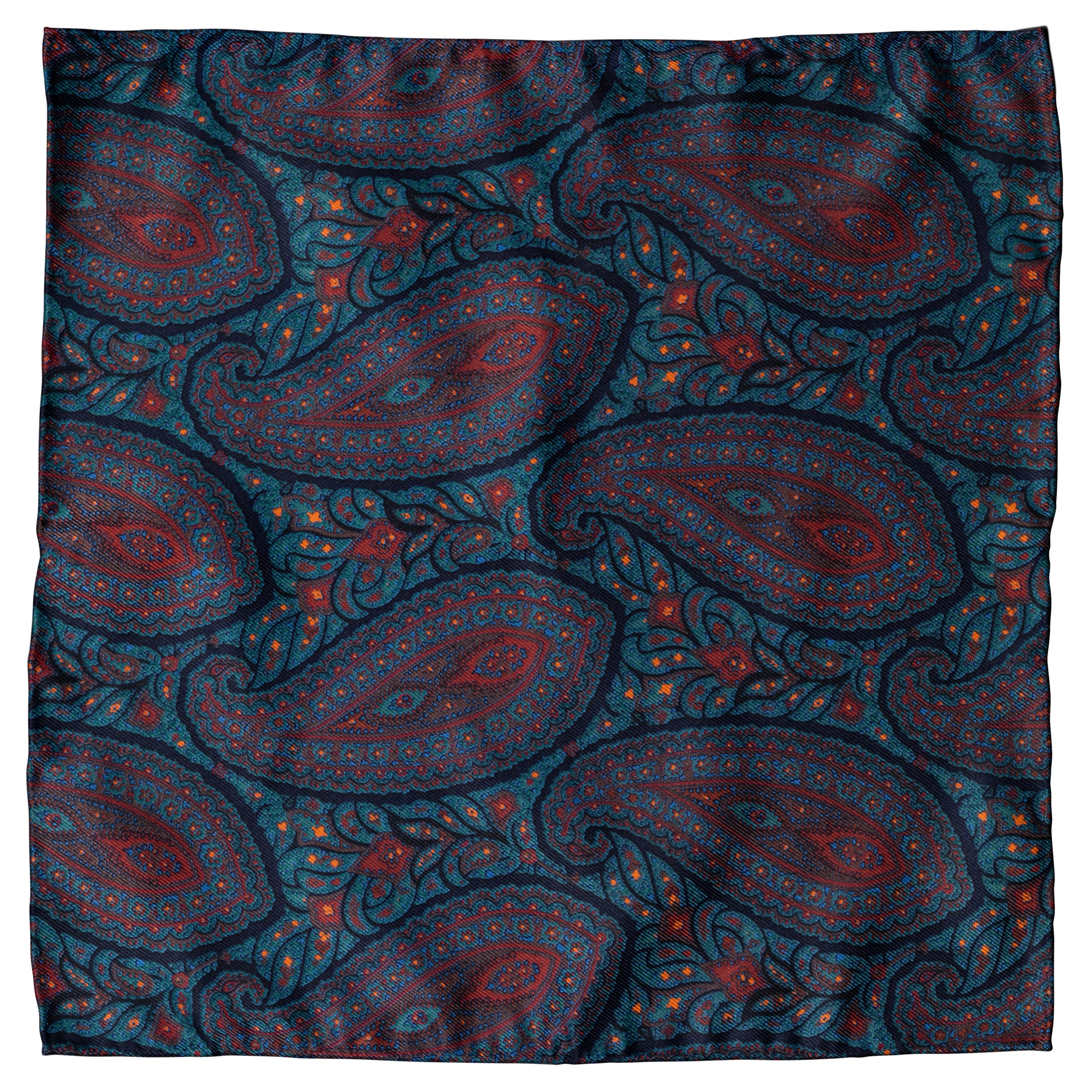 Silk Madder Paisley Print Pocket Square