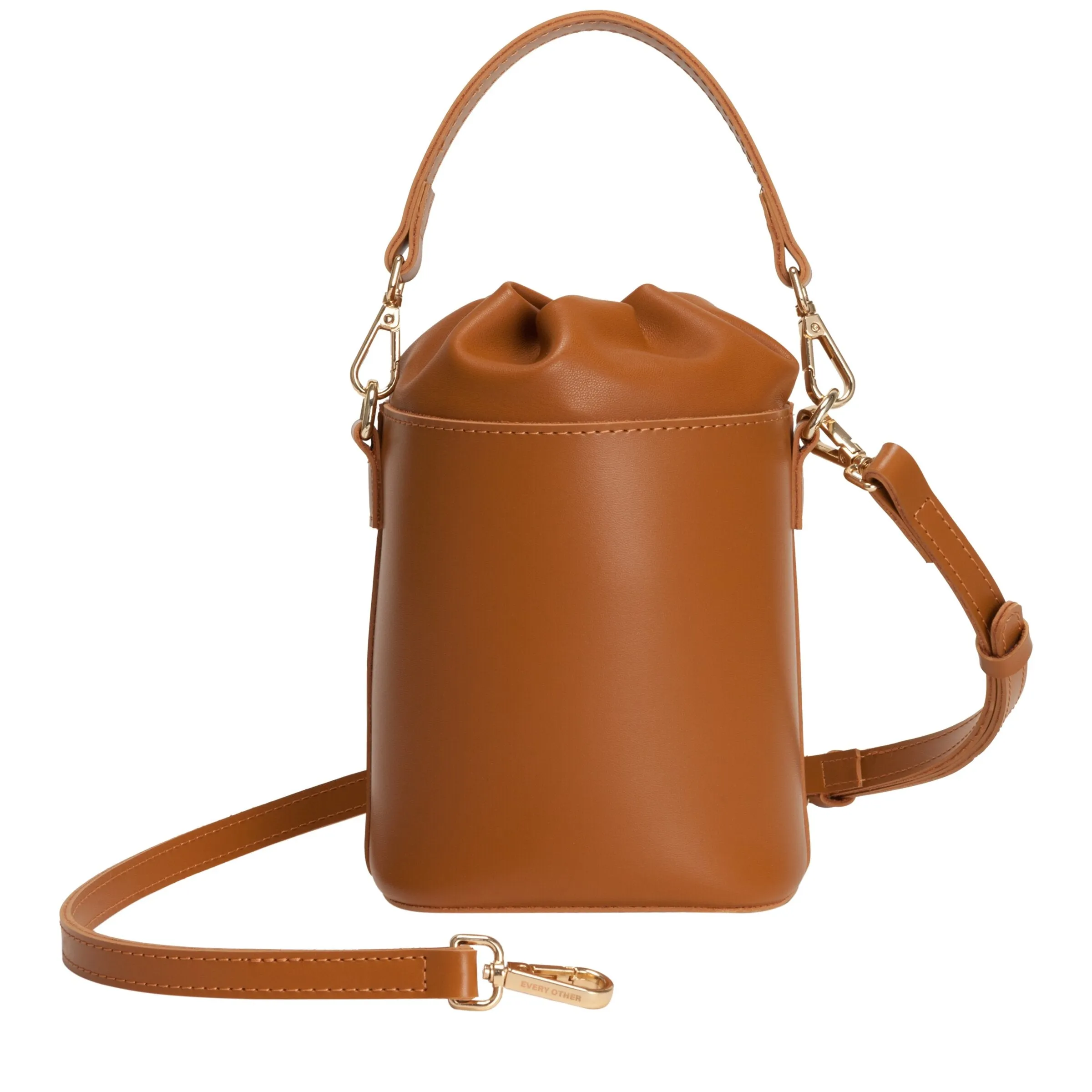 Small Cylinder Drawstring Bag In Tan