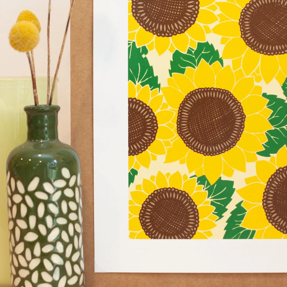 sunflower pattern, sunflower art print, fall sunflower pattern, sunflower print for gallery wall, sunflower illustration