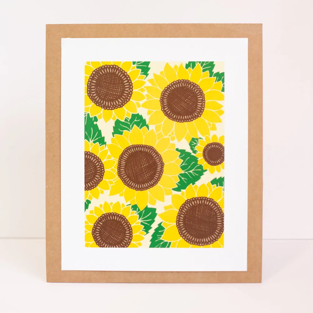 sunflower pattern, sunflower art print, fall sunflower pattern, sunflower print for gallery wall, sunflower illustration