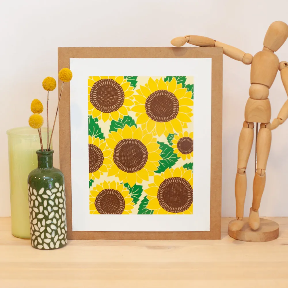 sunflower pattern, sunflower art print, fall sunflower pattern, sunflower print for gallery wall, sunflower illustration