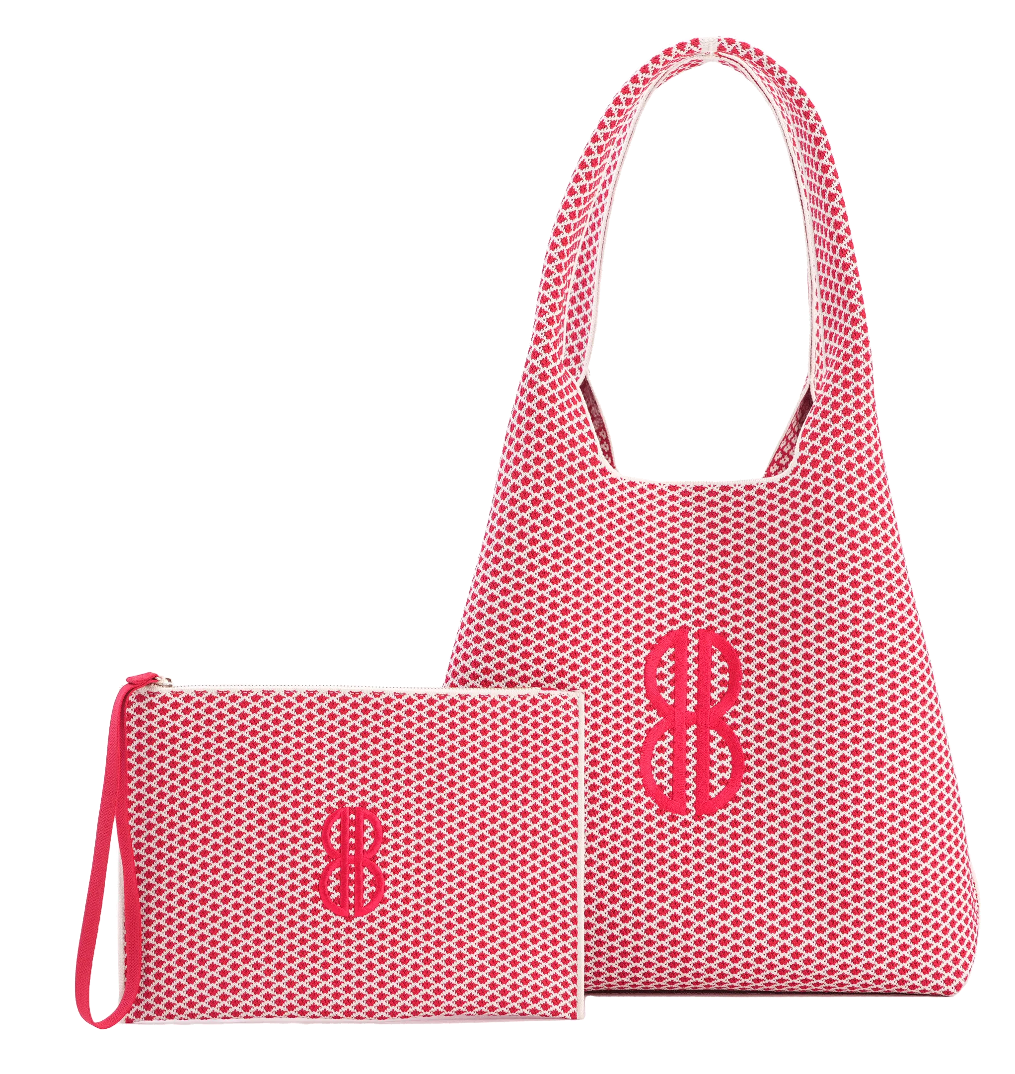 Sutton City Tote - Red Diamond Monogram / Detachable Metal Chain - Large