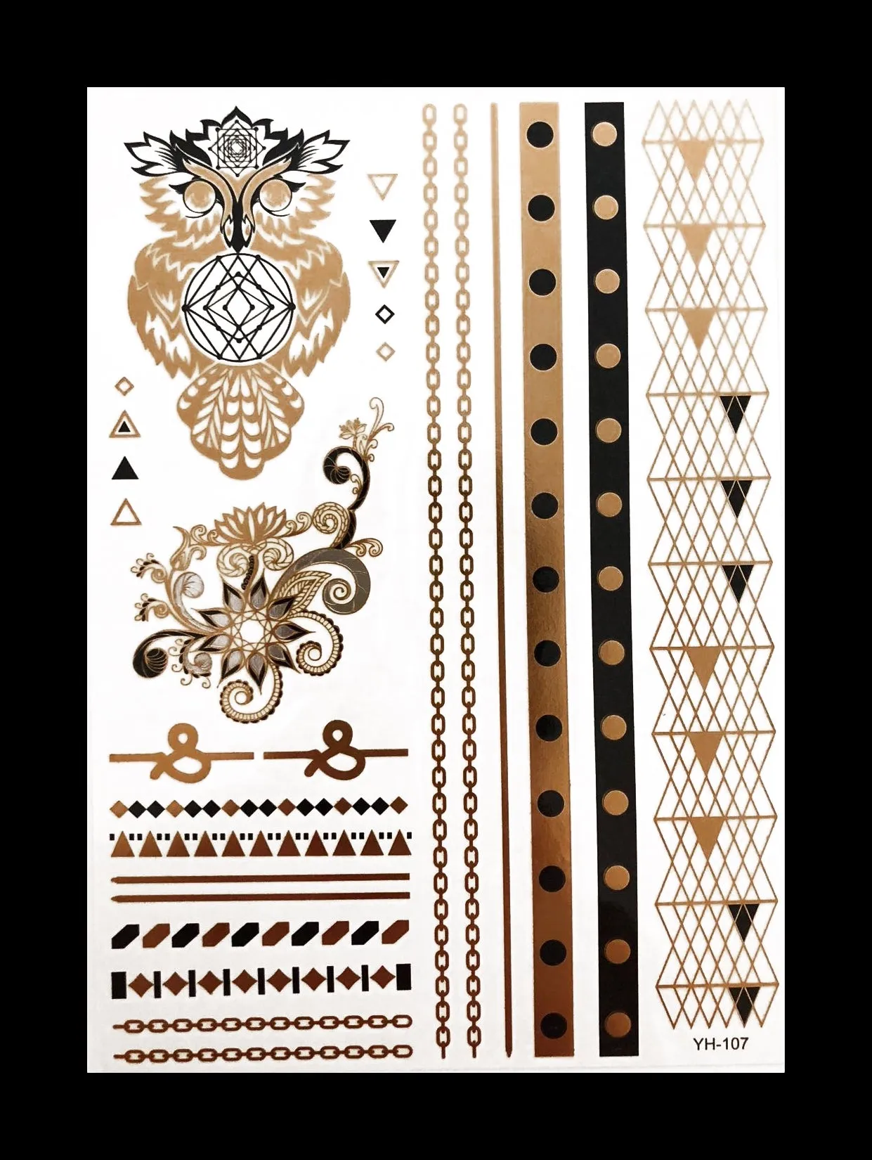 Temporary Flash Tattoos - Chakra (Metallic Gold & Black)