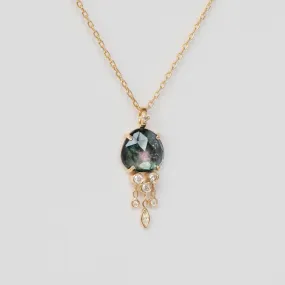 Tourmaline & Dangling Diamonds Jellyfish Necklace