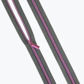 Tula Pink Grey Nylon Coil Zippers