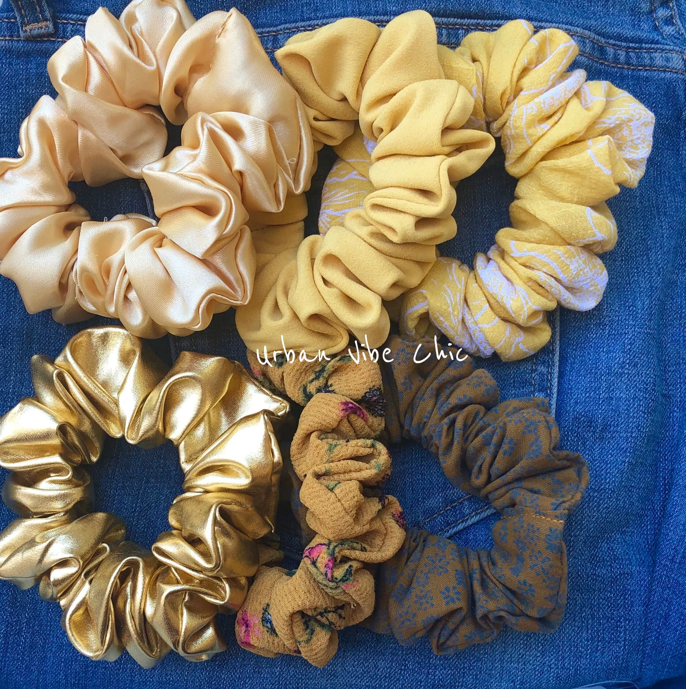 Unique Hair Scrunchies - Yellow Suny