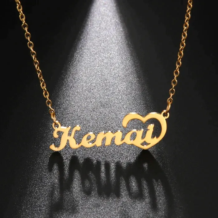 Unique Heart Name Necklace