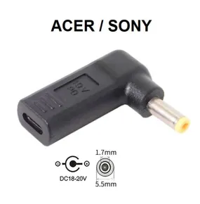 USB-C to Laptop Adapter - 1.7mm x 5.5mm - 19V - For Acer /Sony