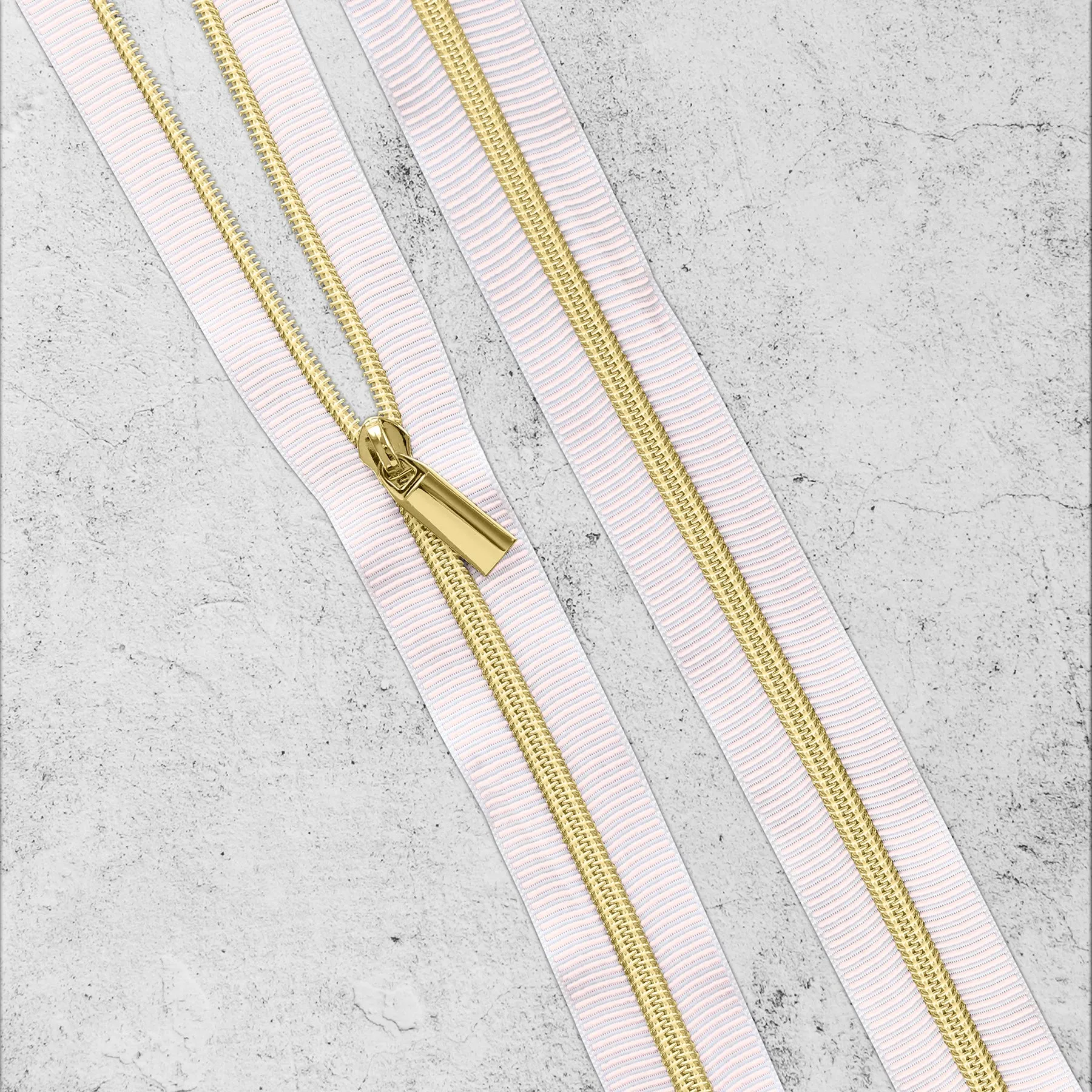 White & Rose Striped Nylon Coil Zippers